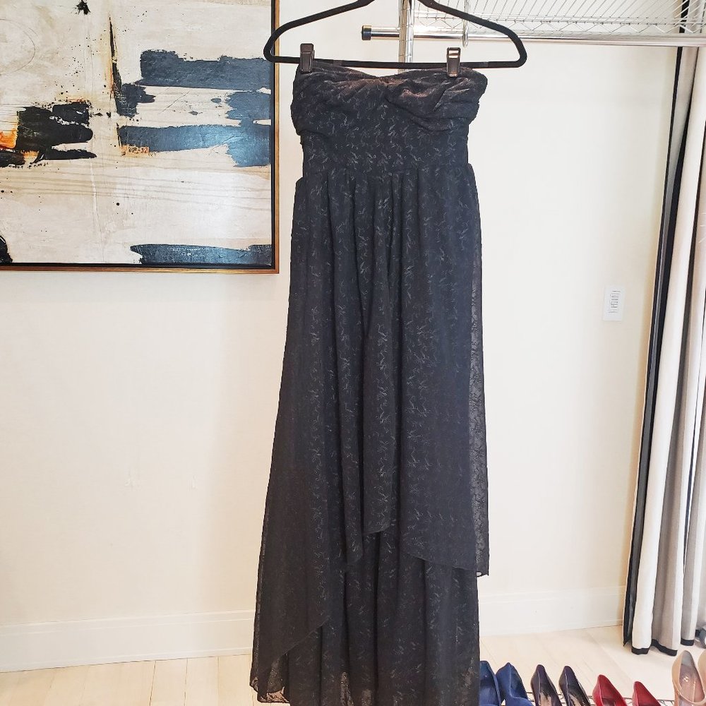 Free People Long Maxi Black Lacy Strapless Dress
